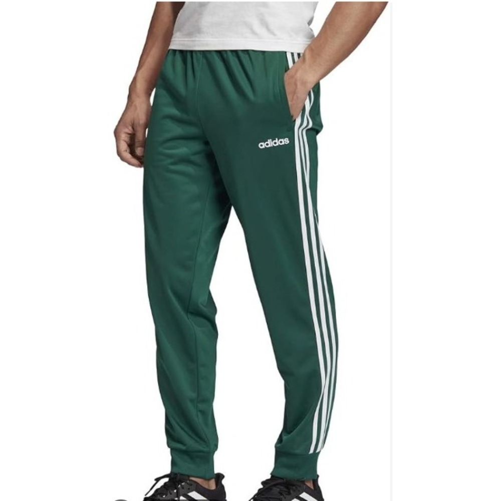 Adidas 3-Stripe Track Jogger Pants Mens L Green White Athletic Sporty Streetwear